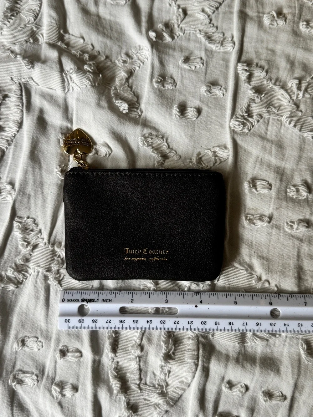 Juicy Couture Black Zip Pouch with Gold Heart Charm